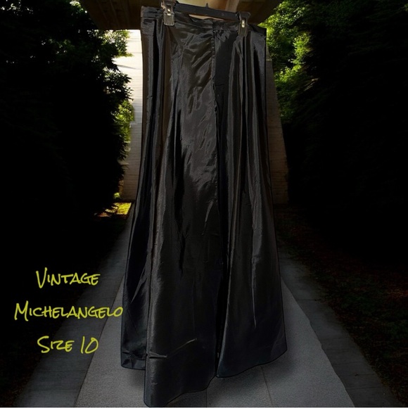 Michelangelo Vintage Skirt Formal Black Satin Maxi Classic Glamour Women’s 10 - Picture 2 of 16